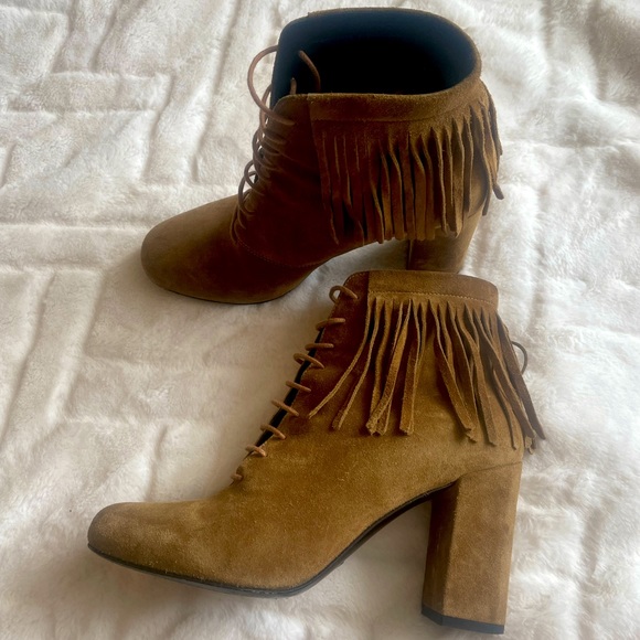 Yves Saint Laurent Shoes - YSL Fringe Suede Ankle Boots